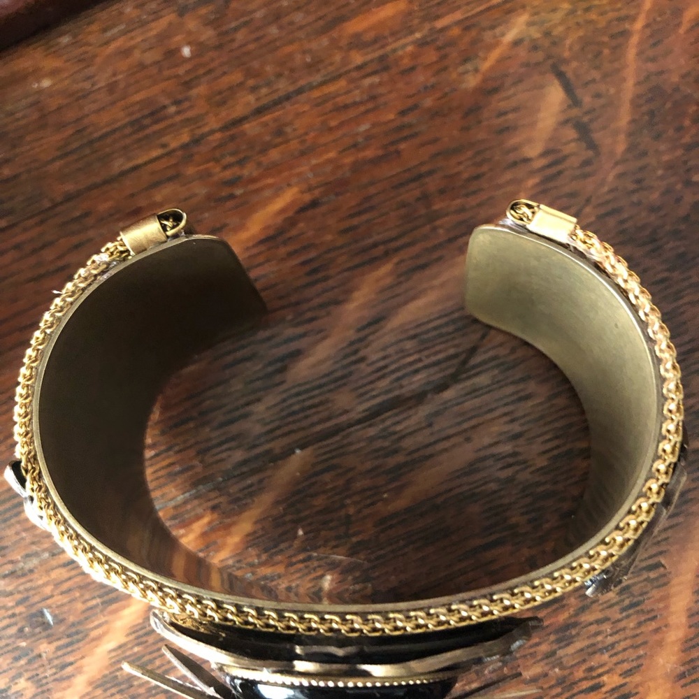 Patrice Vintage cuff bracelet, an art piece in glass and brass. - Picture 3 of 11